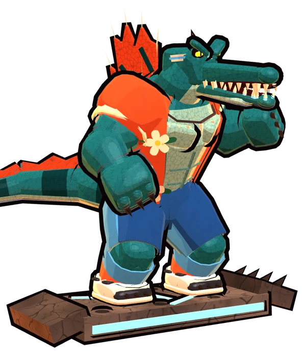 Tubular the Spinosaurus on a stone board